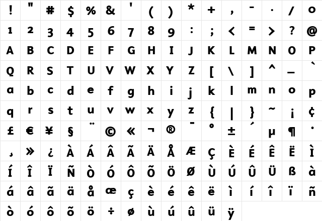 Malcom Bold  glyph index