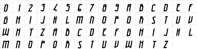 47 Bold Italic  glyph index