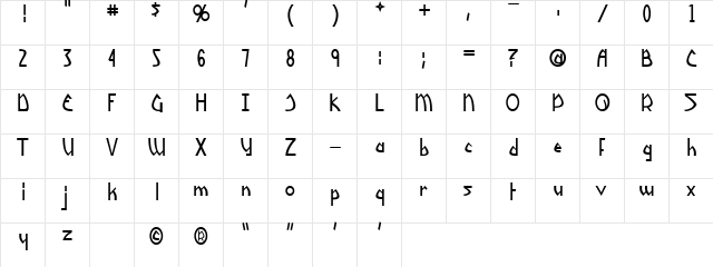 Yoshitoshi Regular  glyph index