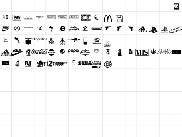 Vaporwave Regular  glyph index