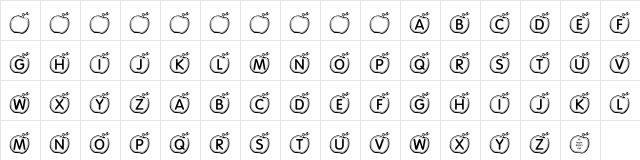 KR Apple Regular  glyph index