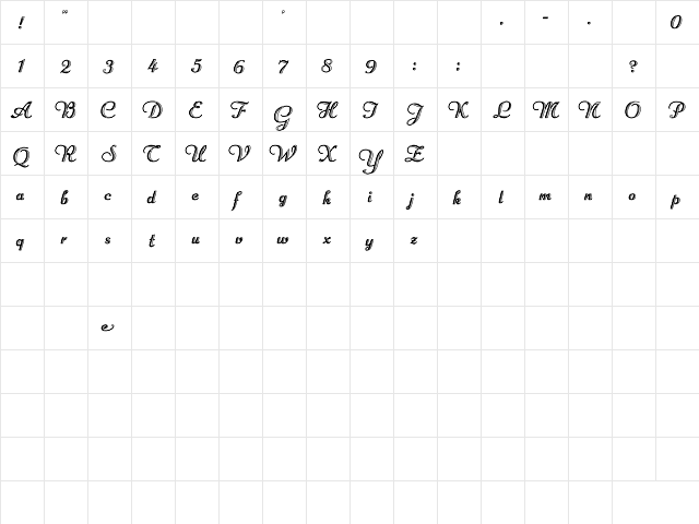 Rechtman Hollow Plain  glyph index