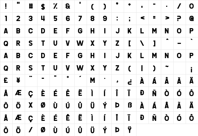 Questrian 2 Regular  glyph index