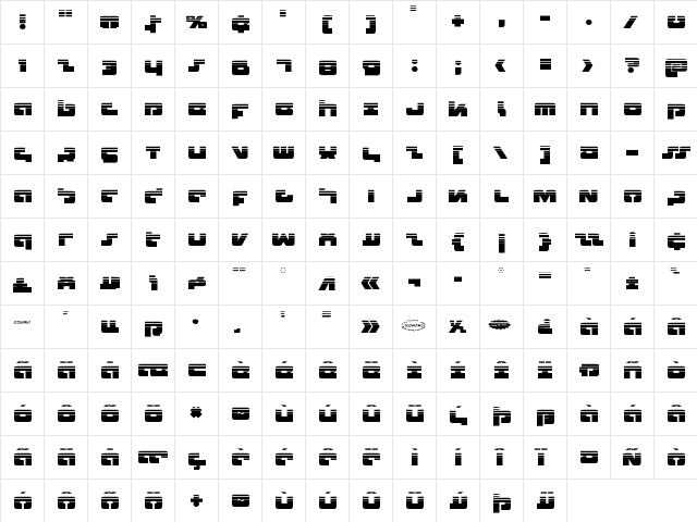 Boomstick Halftone Regular  glyph index
