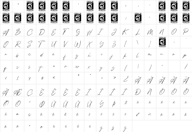 Attaira Regular  glyph index
