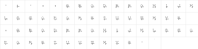 schematic Regular  glyph index