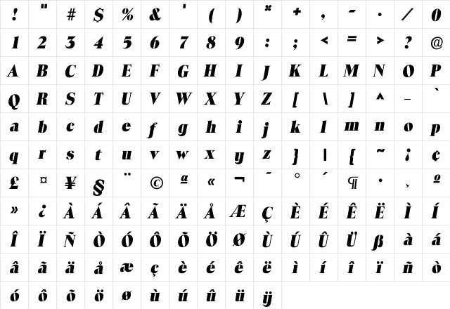 Itoledo ExtraBold  glyph index
