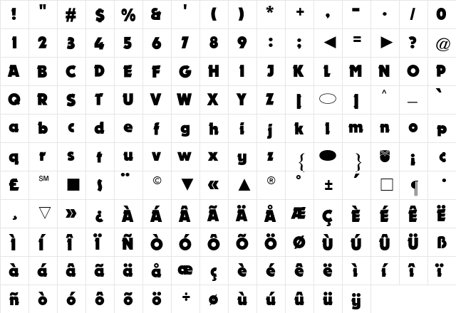 CgDynamo Medium  glyph index