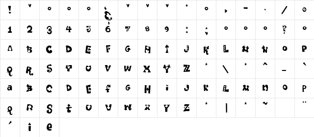 PokerPartyNaked Regular  glyph index