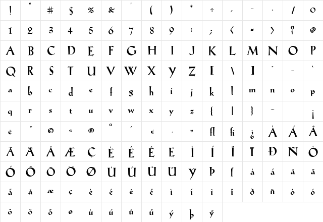 AIKochAntiqua-ExtraBold Extra Bold  glyph index