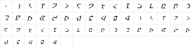 Dwemer Italic  glyph index