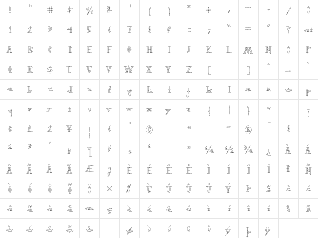 Outwest-Light Light  glyph index