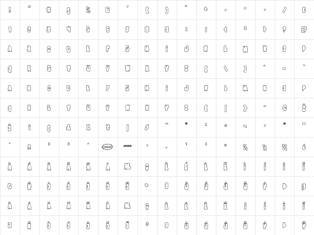 Nobody's Home Outline Regular  glyph index