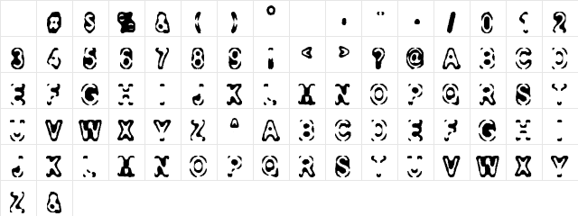 Consolidated Regular  glyph index