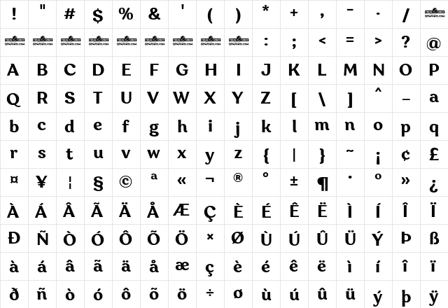 Garbata Trial Bold  glyph index