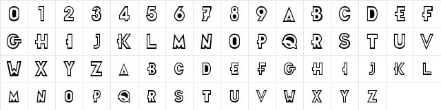 Futurama Title Font Regular  glyph index