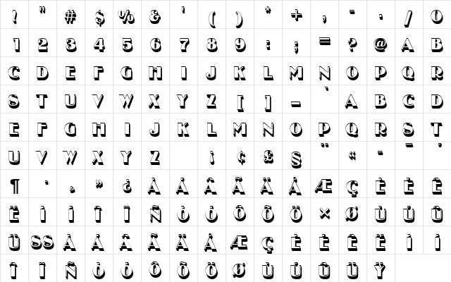 BinnerDSh1 Regular  glyph index