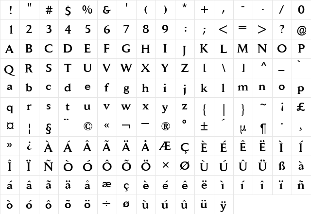 Daily News BQ Regular  glyph index