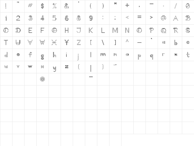 Too Damn Fancy Regular  glyph index