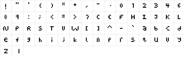 Pixel Block BB Regular  glyph index