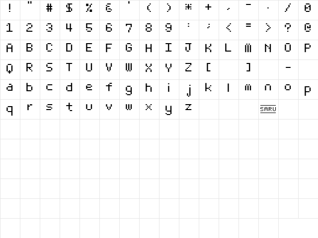 Bit Light10 (sRB) Regular  glyph index