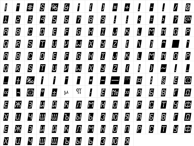 a_LCDNovaCmObl Regular  glyph index