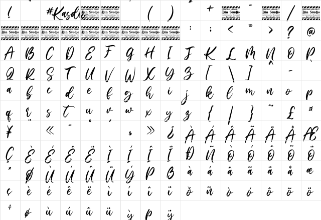 Kasdio Personal Use Regular  glyph index