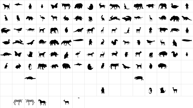 Animals Normal  glyph index