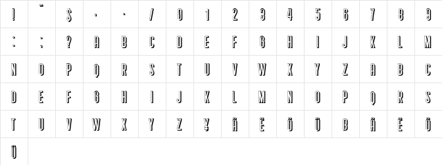 Bungler Light Regular  glyph index