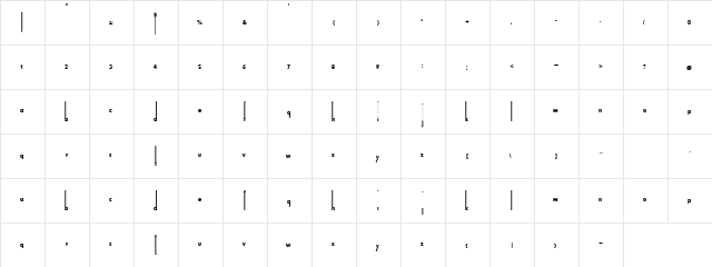 Thiamine Regular  glyph index