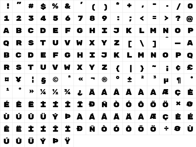 Rubik Mono One Regular  glyph index