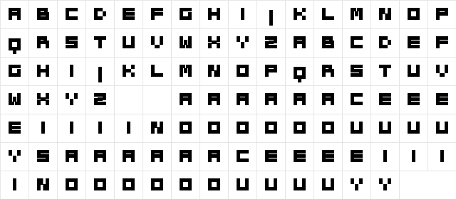 Block-Rock Regular  glyph index
