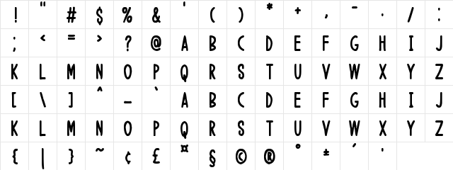 Father Regular  glyph index