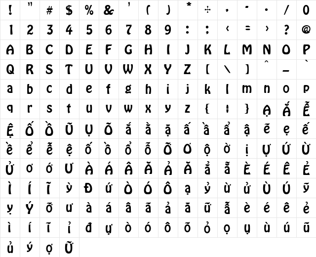 VI Sau Dong Normal  glyph index