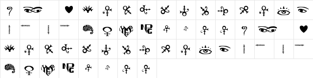 The Artist Symbols Normal  glyph index