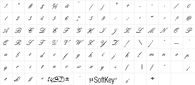 Formal Regular  glyph index