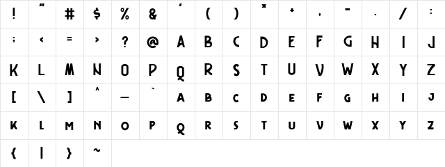 Freudian One Regular  glyph index