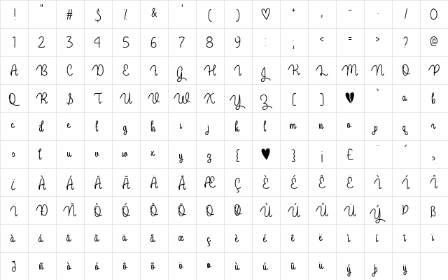 Guys My Age Regular  glyph index