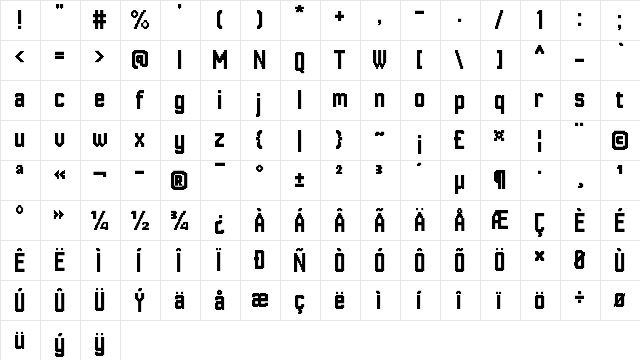 Hannover Messe Sans Regular  glyph index
