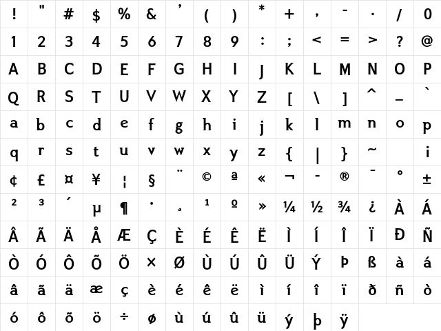 Ikarius ADF Std Bold  glyph index