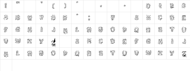 KICK ! Regular  glyph index