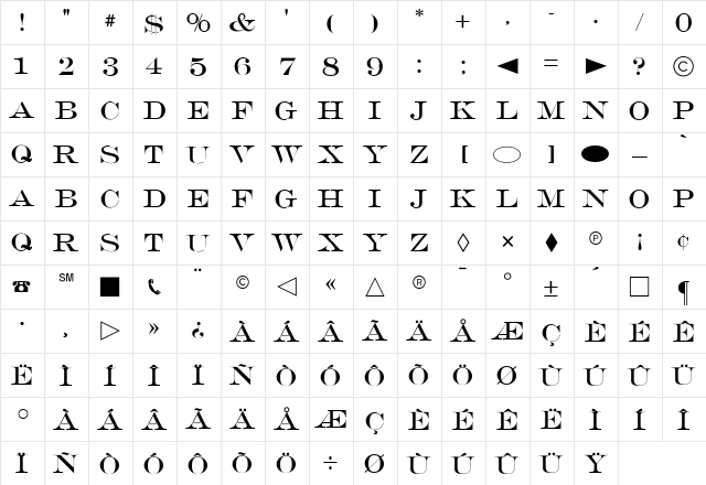 CgOrlandoCaps Medium  glyph index