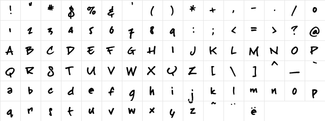 BuffaloStance Regular  glyph index