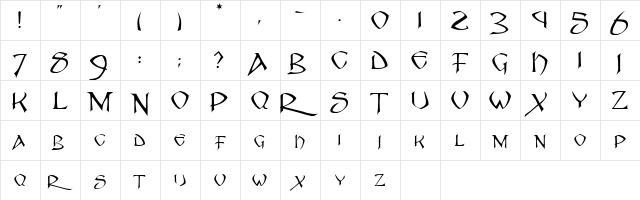 Dunsany Regular  glyph index