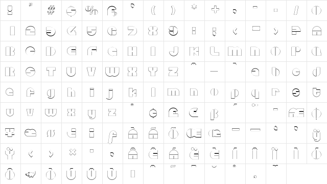 CarolineBeckerOutline Regular  glyph index