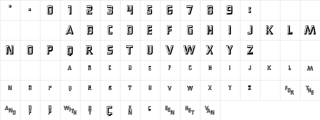 Bronze Regular  glyph index