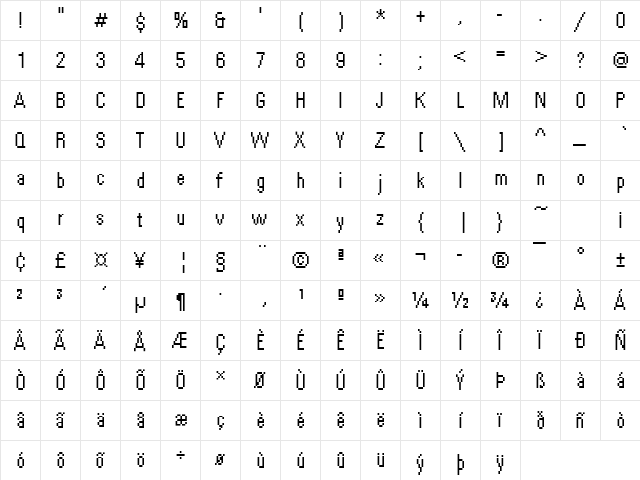 Rough51 Becker Regular  glyph index
