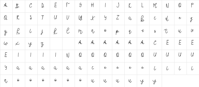 Thahiyat Demo Regular  glyph index