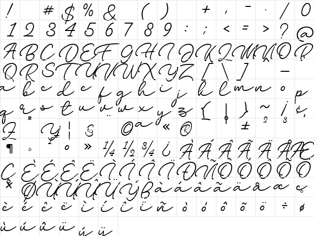 Lavitanie Regular  glyph index