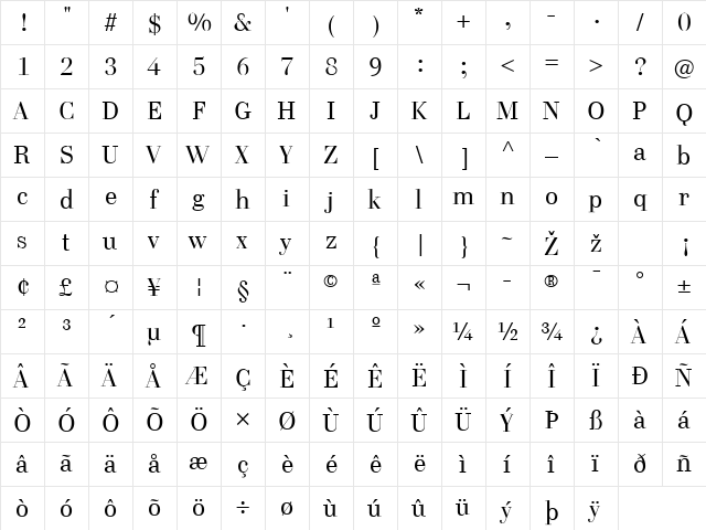 CelliniTitlingTF-Regular Regular  glyph index